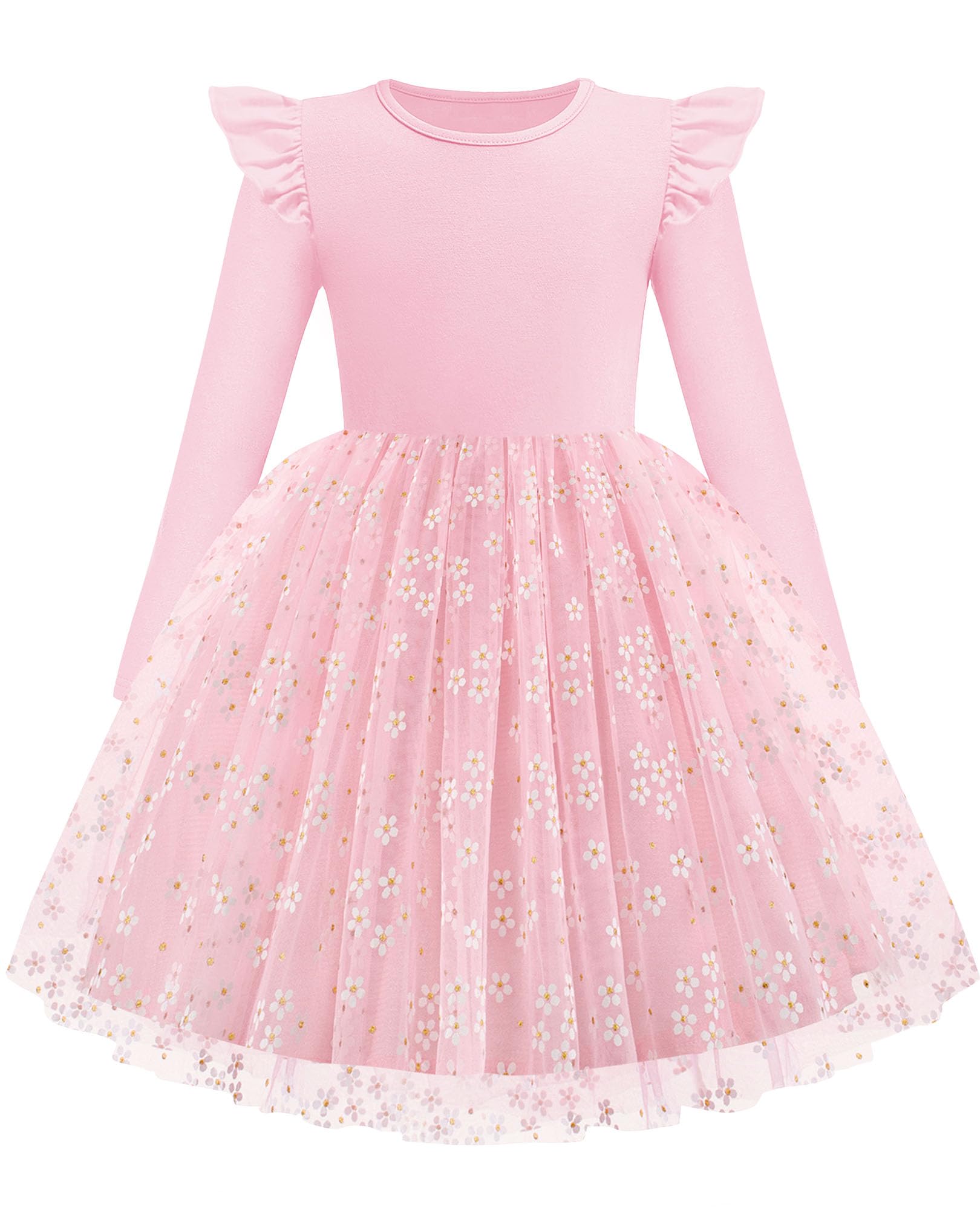 Arshiner Toddler Girls Long Dresses Sleeve Ruffle Winter Holiday Dress 2-6Y