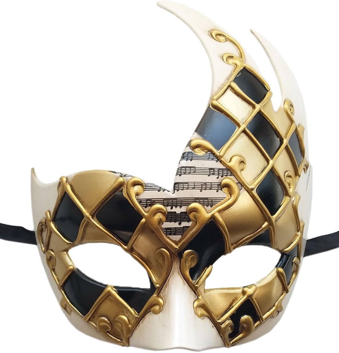 Coolwife Men's Masquerade Mask Vintage Venetian Checkered Musical Party Mardi Gras Mask