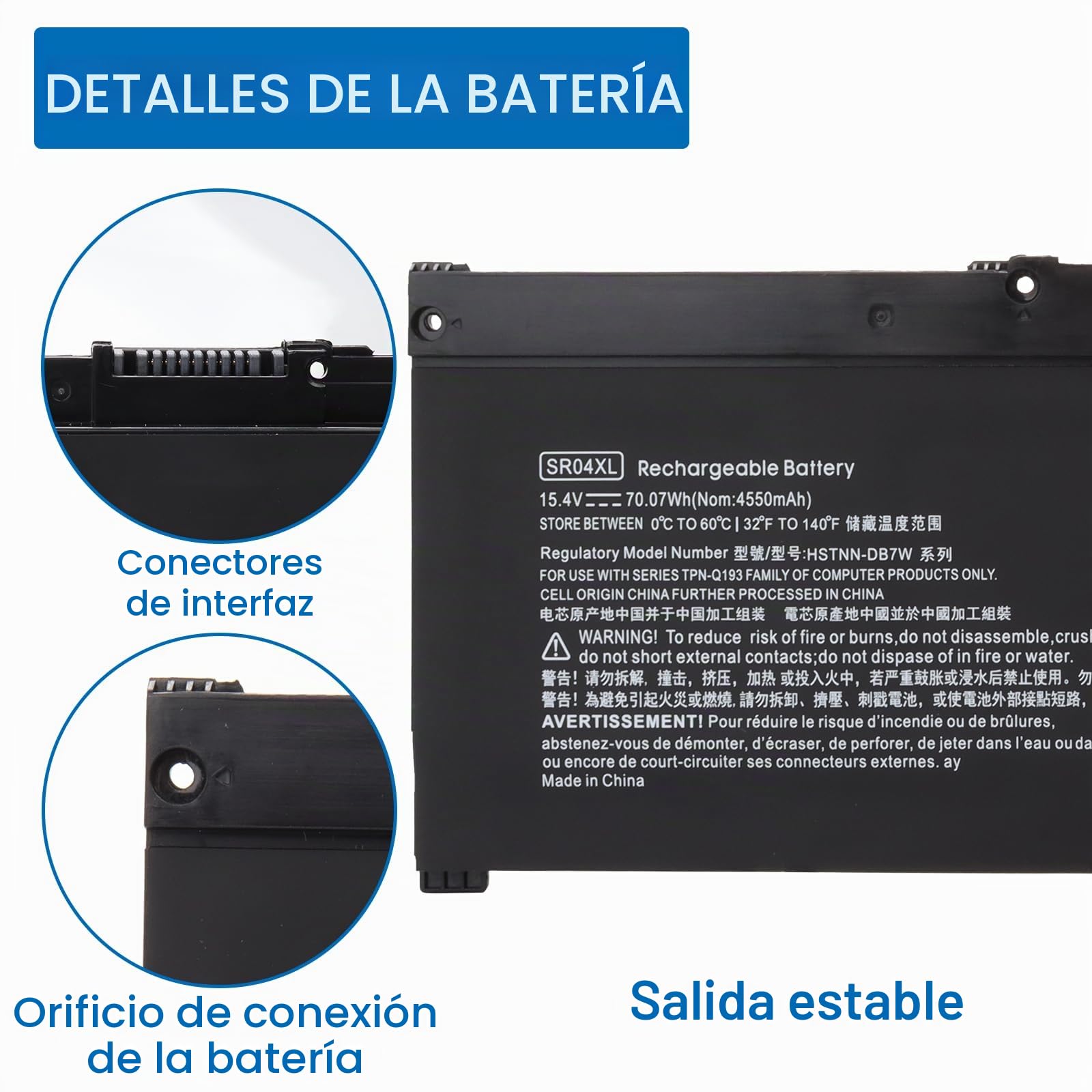 SR04XL SRO4XL Batería para HP Omen 15 15-dc0xxx 15-cb0xx 15-cx0xxx 15-ce0xx Pavilion Gaming 15-ce198wm 15-ce015dx 15-ce011dx 15-dc1xxx 15-dc1058wm 15-dc1054nr 15-cx 15-dc0052nr 15-cx0056wm SR03XL