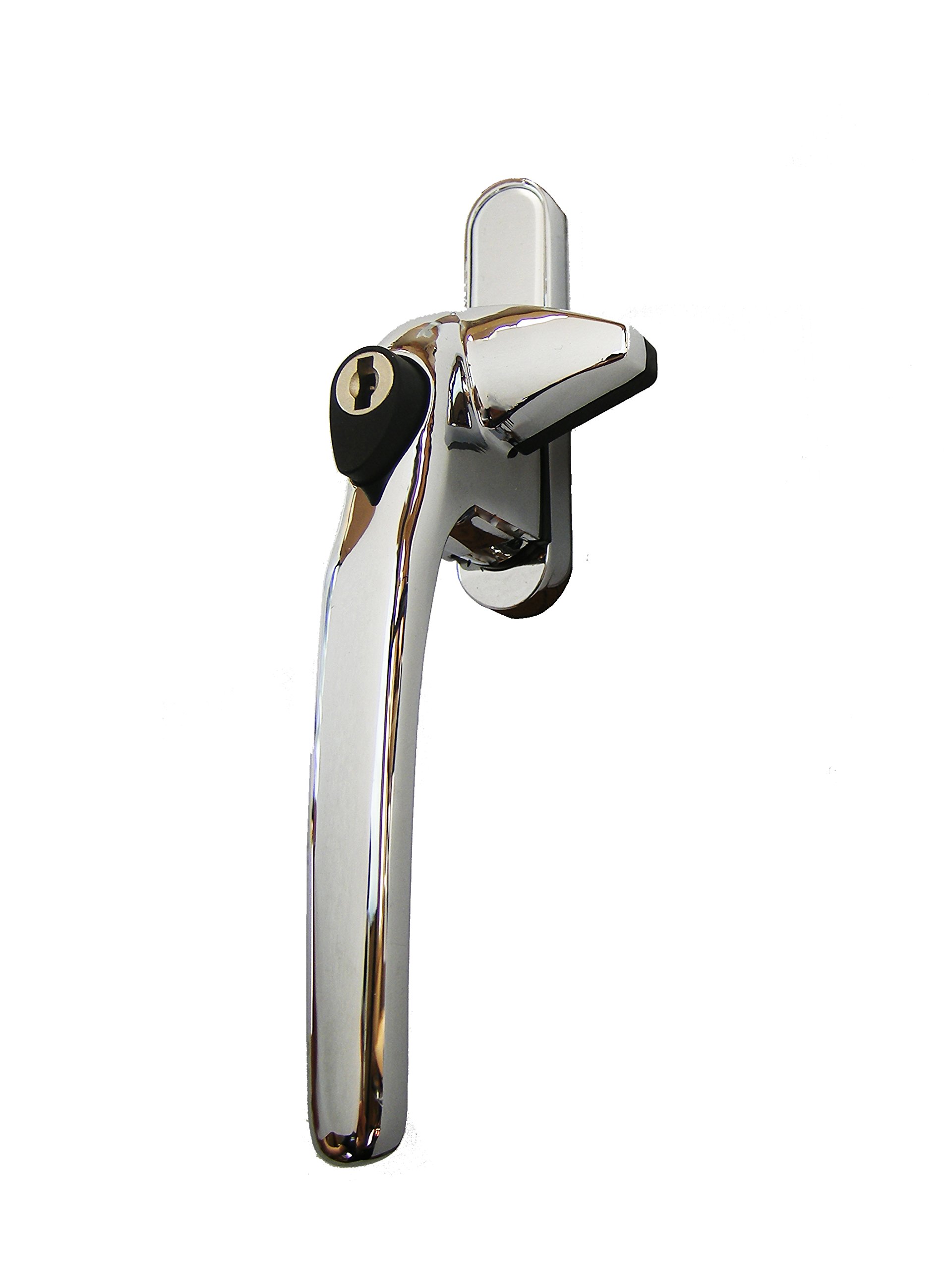 Schlosser Technik Cockspur Window Handle Locking Window Lock Catch for UPVC (Left Handed, Polished Chrome)