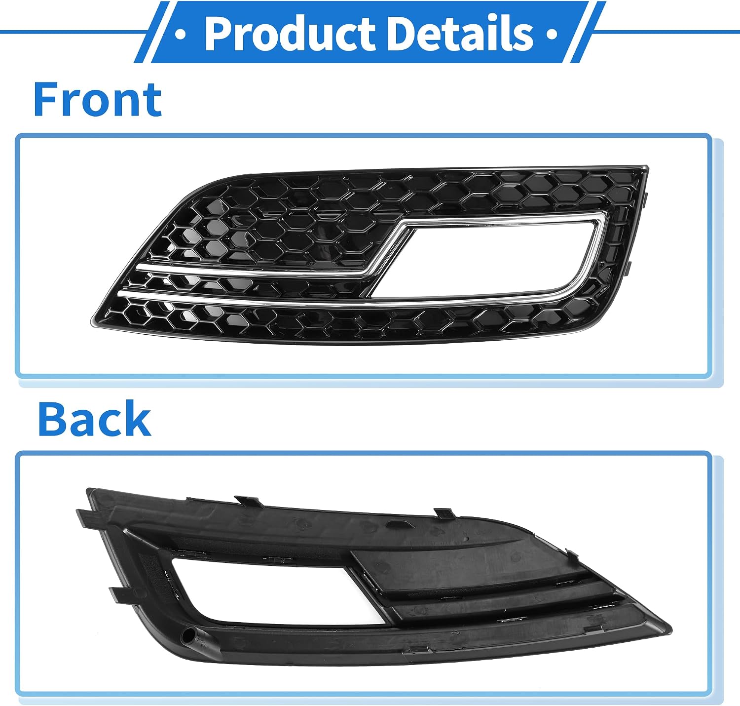 1 Pair Fog Light Grill for Audi A4L B9 S4 RS4 2013-2016 Durable ABS Black Front Left Right Front Lower Bumper Fog Light Cover Inserts