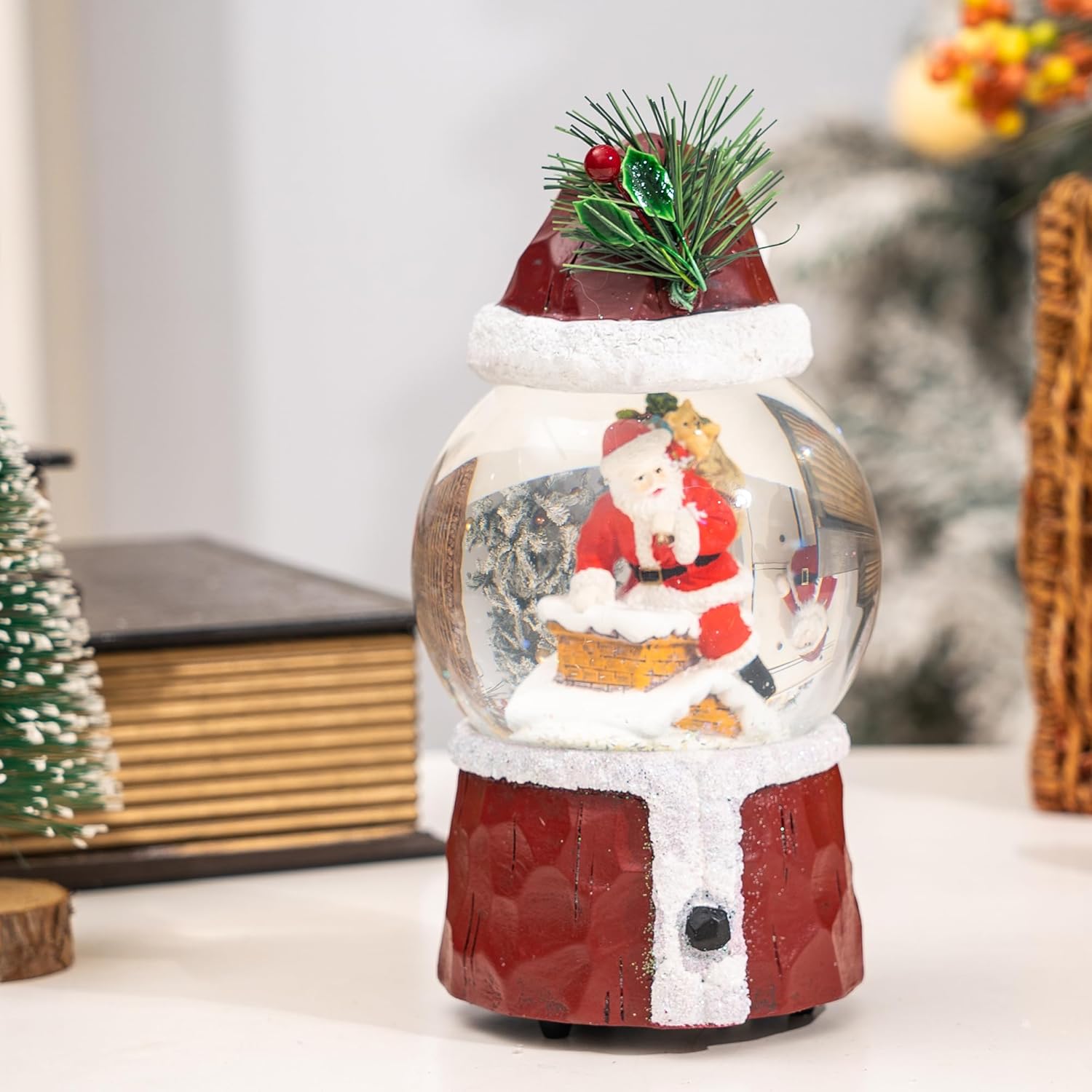 DUSVALLY Christmas Santa Snow Globe for Friends and Family, Music Glitter Water Ball Festival Decor, 7''H,100 mm Glass Globe Decoration for Home and Office - Image 4