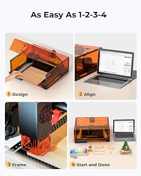 Laser Cutter and Engraver Machine, 20W Woxcker L2 MAX 0.01 High Precision 300x300mm Bed Size Laser Engraving Machine for Wood Metal Glass Leather Acrylic Class 1 laser Output: 20000 mW