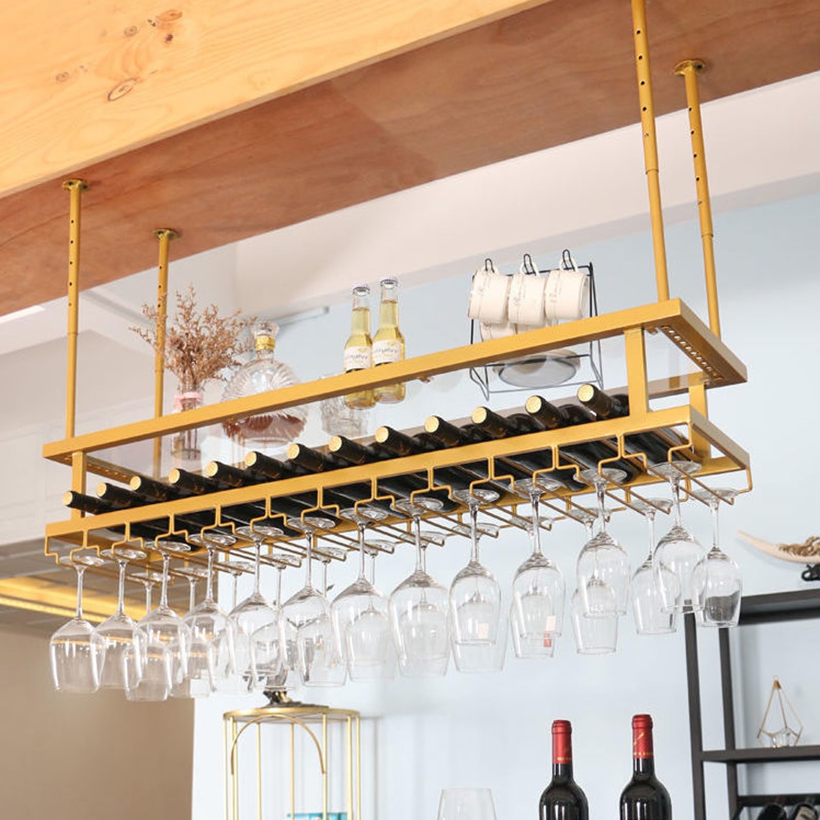 Soporte De Exhibición Del Portavasos Al Revés Para Bar Hogar, Restaurante