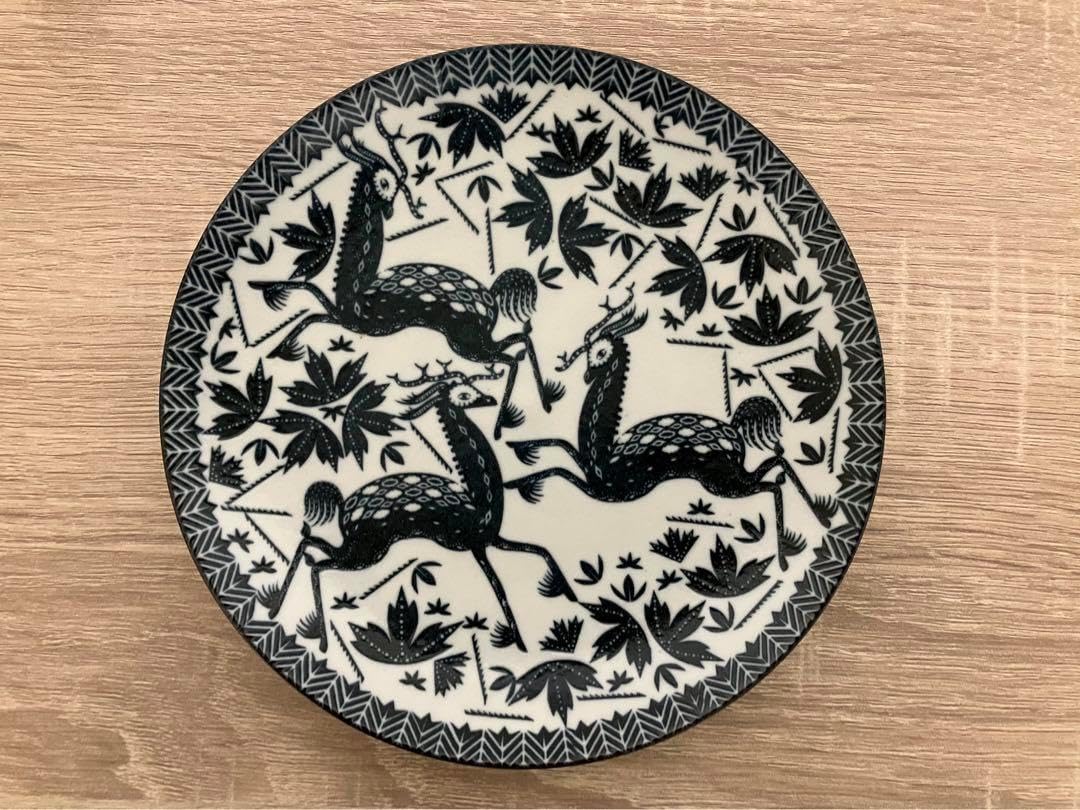 ノーブランド品 scope六寸皿印判東屋鳥獣五画白岳窯2枚