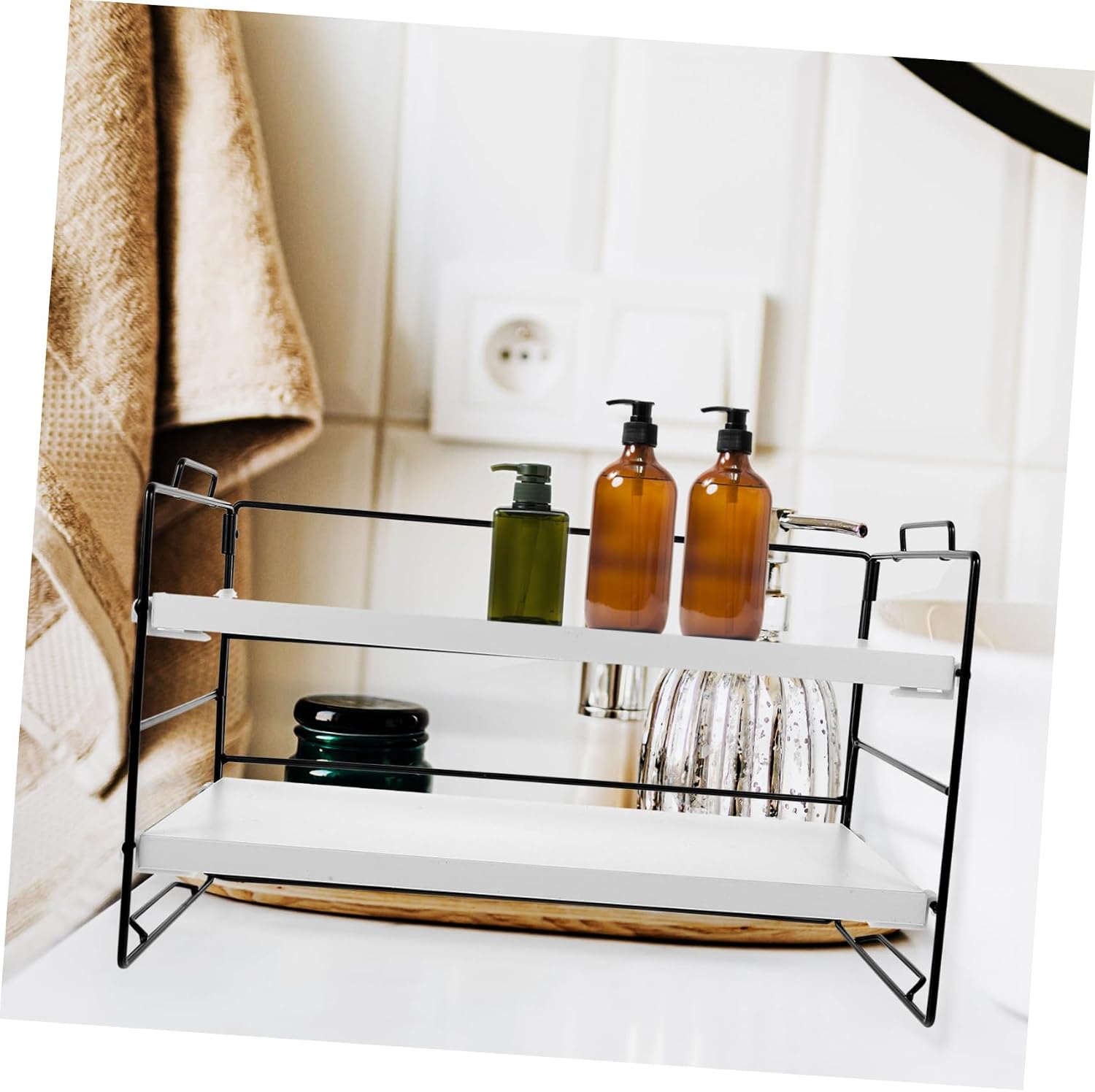 SECFOU Makeup Organizer Storage Shelf for Vanity and Bathroom Counter Desktop Skincare Holder and Stylish Cosmetic Rack Space-saving Design for Easy Access