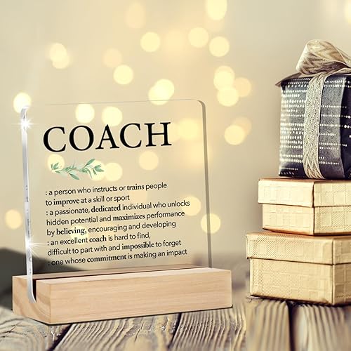 Miniatura 3 de Letrero decorativo con texto en inglés "Thank You Coach Gifts Coach Gifts Coach Definition", letrero decorativo de acrílico con soporte para mesa,