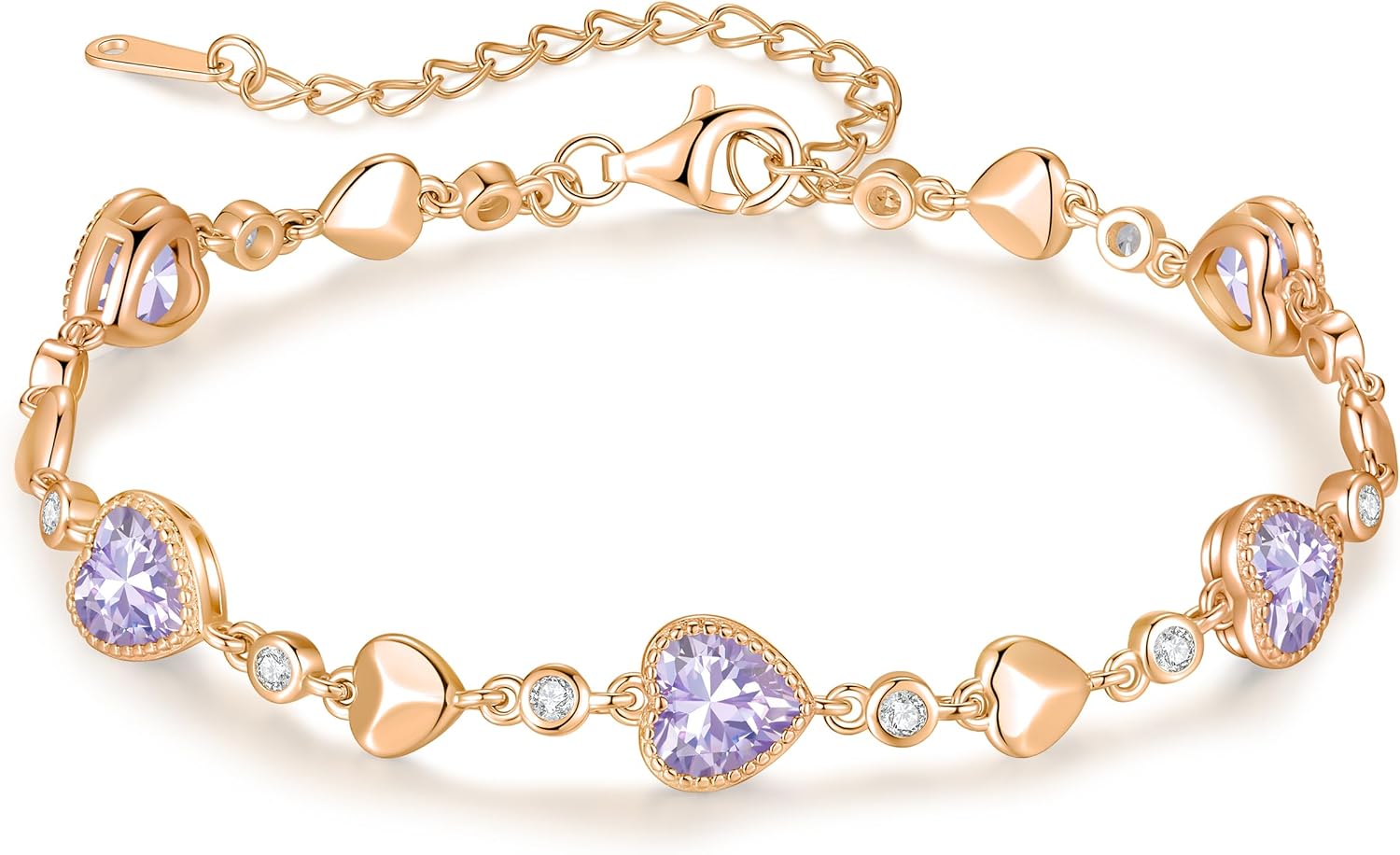 LOUISA SECRET Birthstone Bracelets for Women, 925 Sterling Silver or Brass Plated with Rose Gold Charm Link Bracelets Birthday Anniversary Christmas Gift for Women Wife Mom Girlfriend Lady