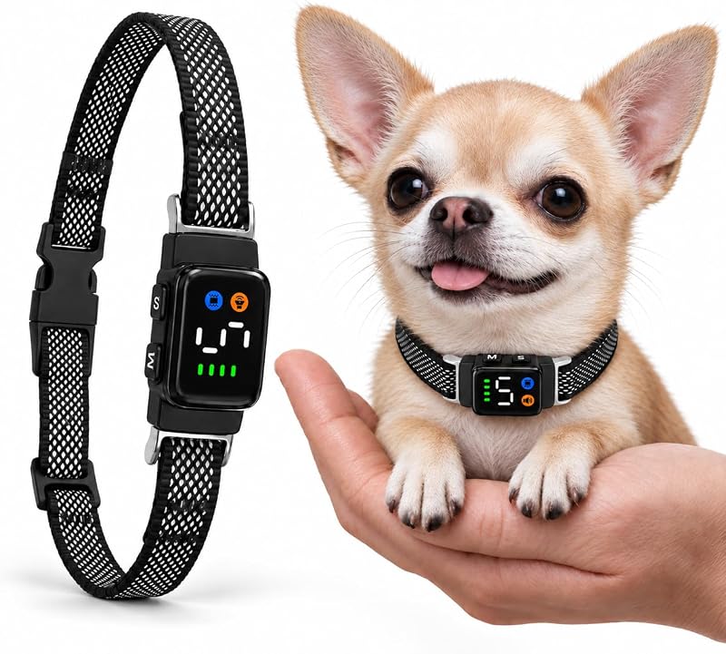 Coleira Antilatido para Cães Pequenos ELECANE com Vibração e Bipe, Recarregável, IP67, Preta