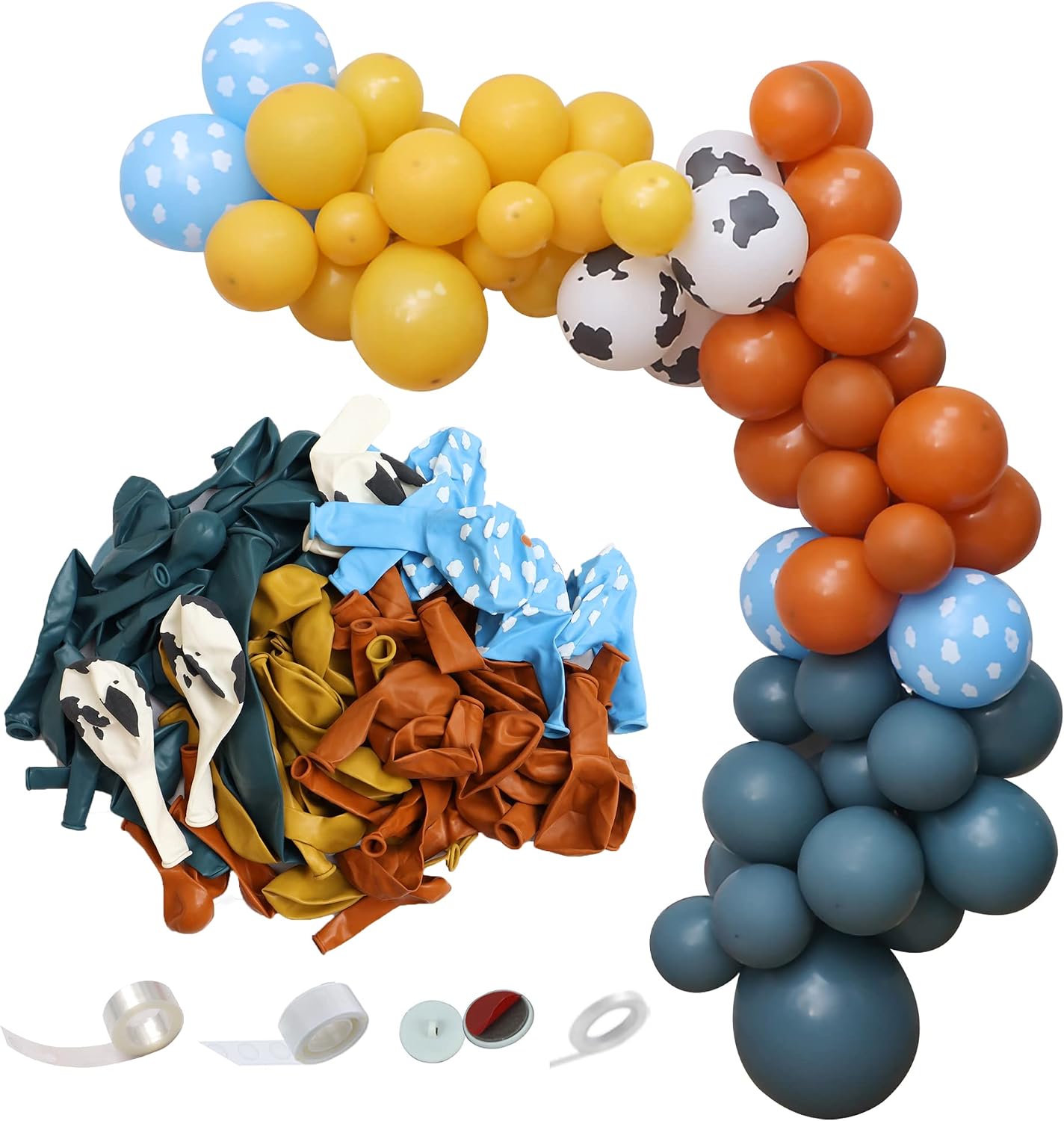 Balloons Combination,91 Pcs Cow and Clouds Party Balloons Garland Arch Kit for Birthday Farm Theme Home Party