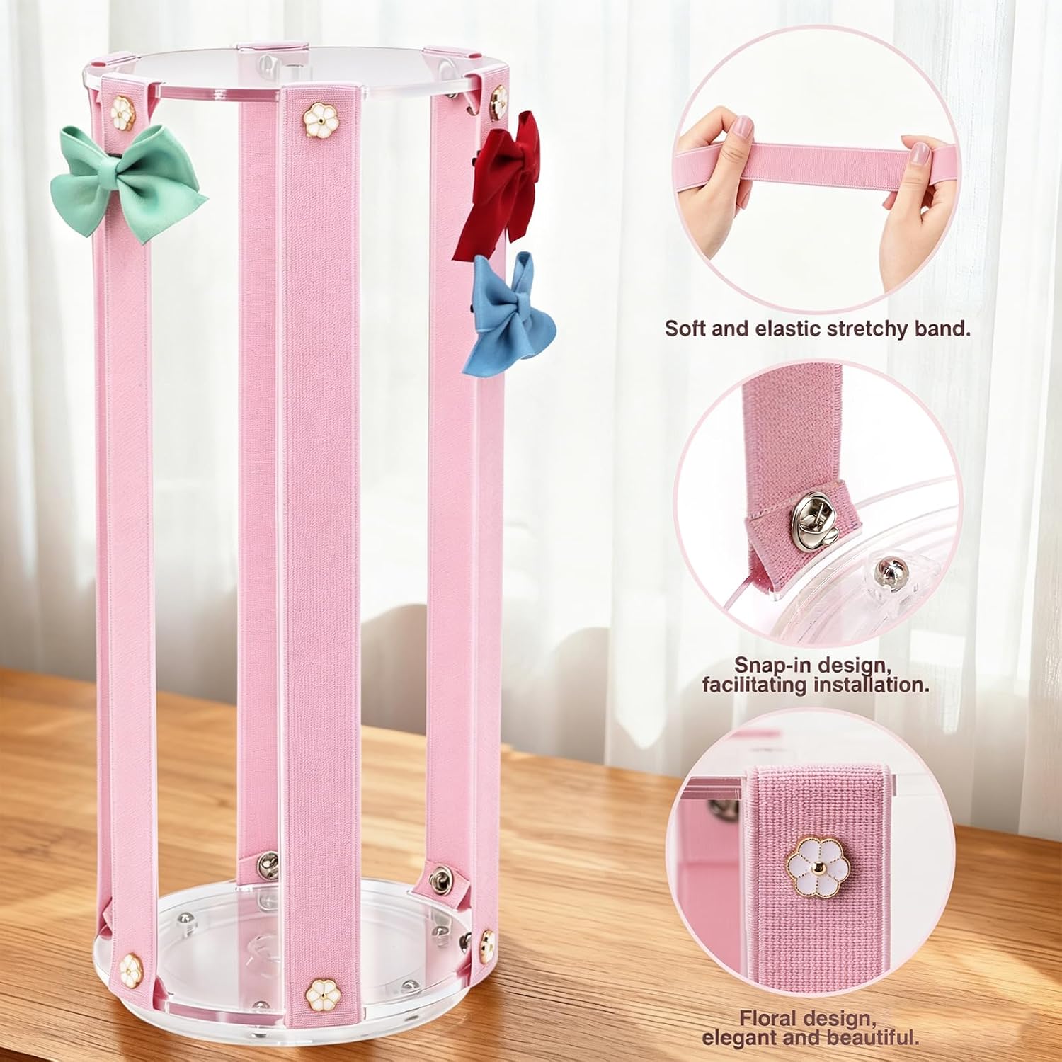 Rotating Bow Organizer for Girls - Spinning Large Capacity Hair Bow Holder with Cute Design, Effortless Hair Clip Organizer for Home Dresser, Essential Storage Solution for Girls