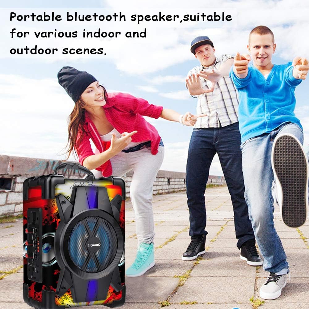 Tесh Dеаlѕ 🔥 LiyuanQ Bluetooth Speaker Portable Wireless Speaker with Microphone, Subwoofer Heavy Bass Wireless Outdoor Indoor Party Speakers MP3 Player Speaker Support FM Radio,Audio Recording,TF Card/USB