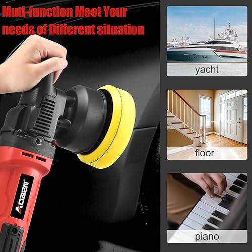 Miniatura 7 de AOBEN Pulidora de búfer, pulidora de doble acción de 5 pulgadas, órbita larga de 0.63 pulgadas, kit de pulidor aleatorio con 6 velocidades variables