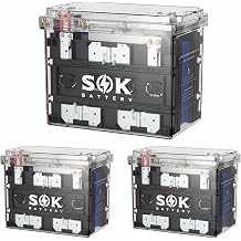 SOK Battery 12V 100Ah LiFePO4 Lithium Battery BIC Group 24, IP65 Waterproof Deep Cycle Marine Battery with Bluetooth Transparent Case, 4000-8000 Cycles Built-in BMS for RV, Trolling Motor, Off-Grid