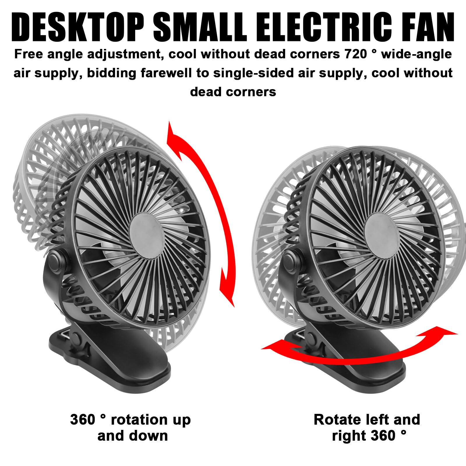120 Oscillerende Kinderwagenventilatoren, 10.000 MAh Accu Tafelventilator Zeer Stille Looptijd 40 Uur 3 Standen Ledlicht Kleine Usb Ventilatoren Draagbare Clipventilator Met Flexibel Statief 687788077