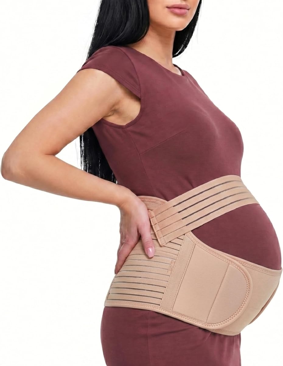 Maternity Belly Band for Pregnant Women, Medium, Beige | Pelvic Support Belt for Pregnancy, Adjustable Breathable Pregnancy Belly Band, Maternity Belt Support