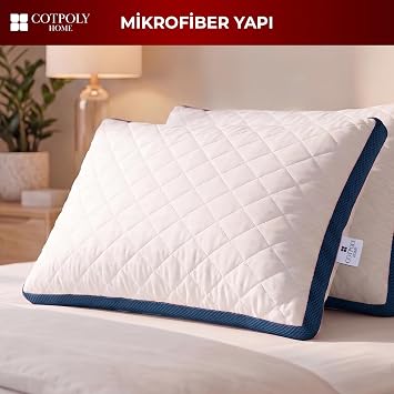 Klimalı Yastık 50x70 cm - Hava Sirkülasyonlu Kapitone Mikrofiber Dış Kılıf 850 gr Silikon Dolgulu Ortopedik Uyku Yastığı (2'li Lacivert)