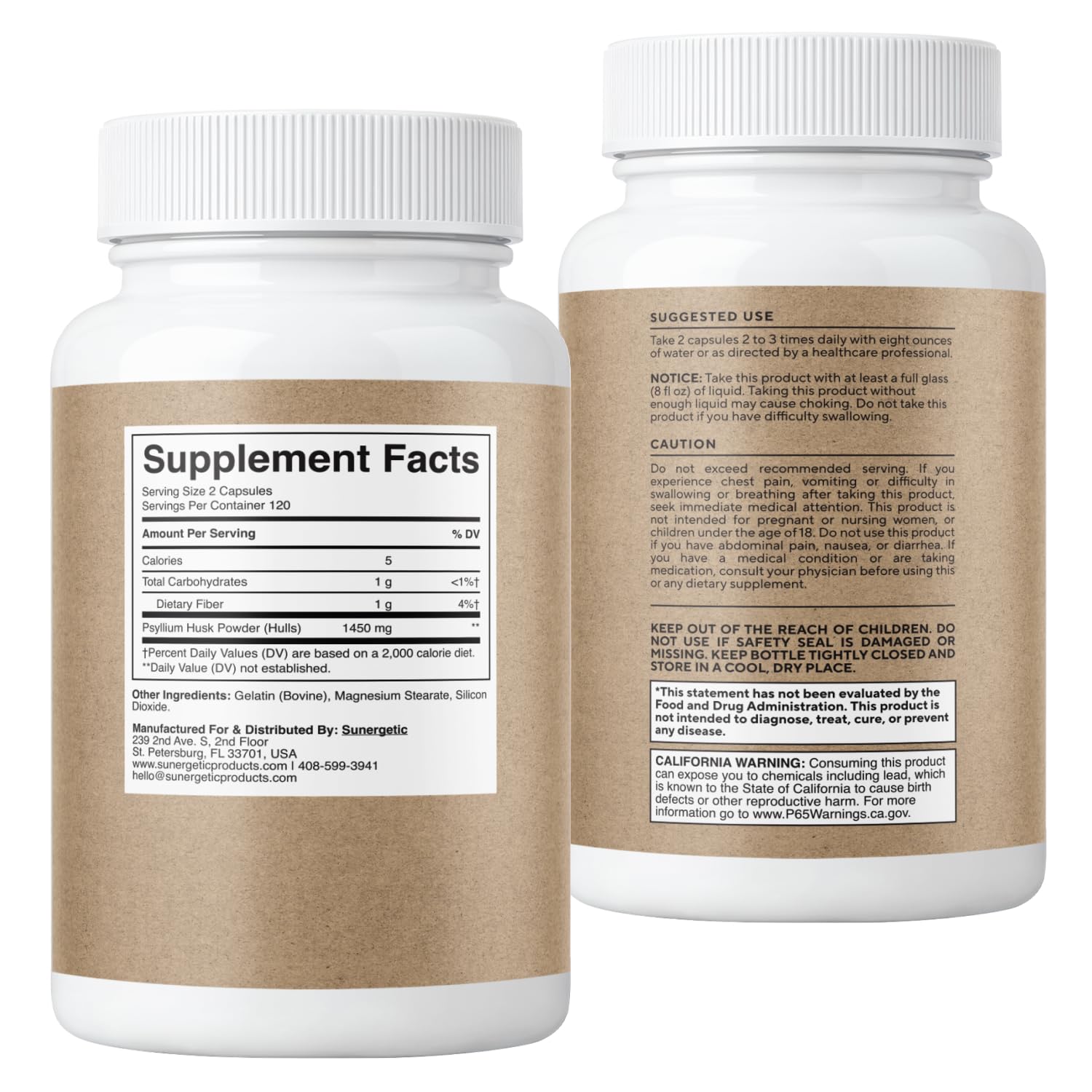 Premium Psyllium Husk Fiber Supplement 1450mg, 240 Capsules — Amazon image 9