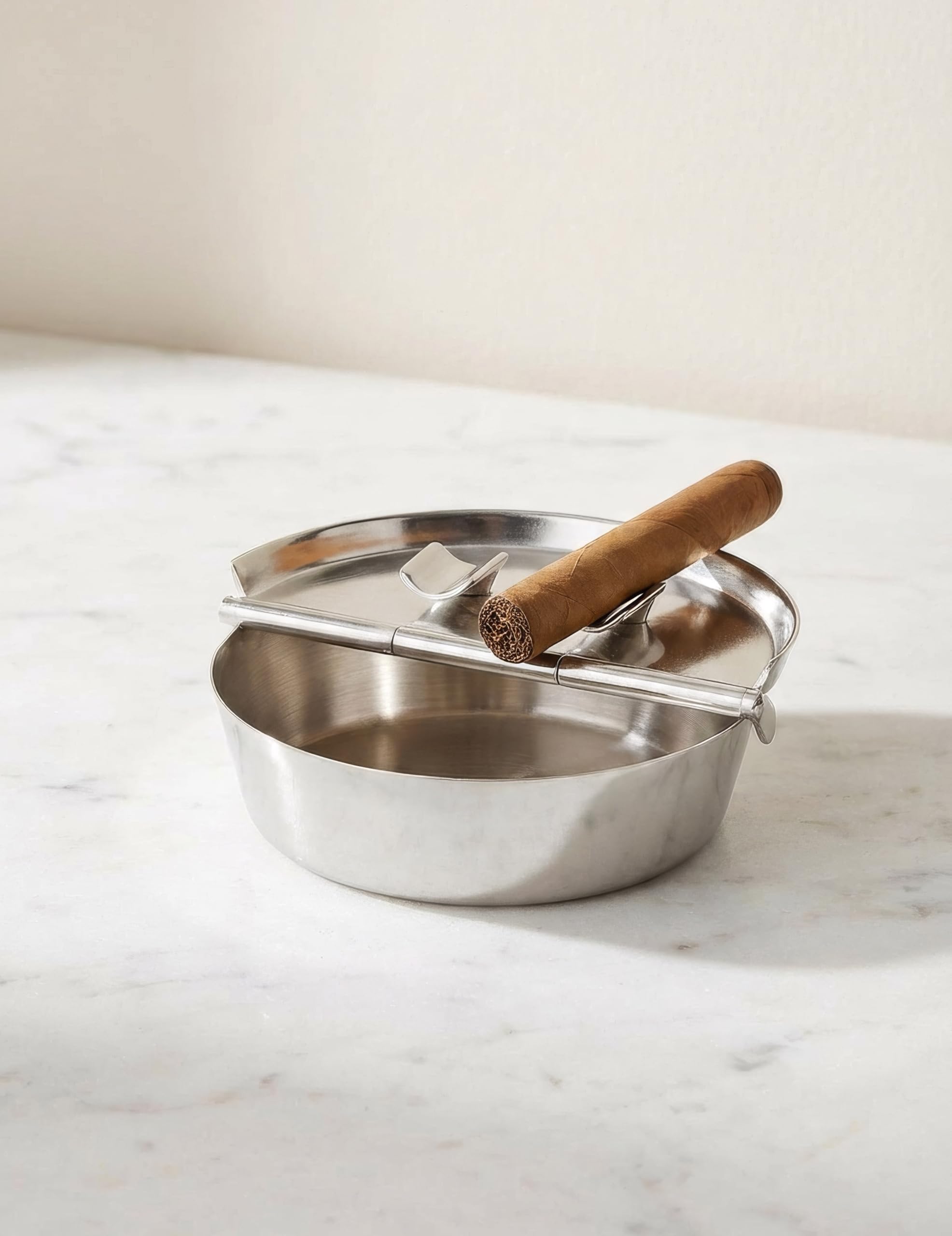 EDZARD Cenicero plegable Ashburn, plateado, ø 10 cm