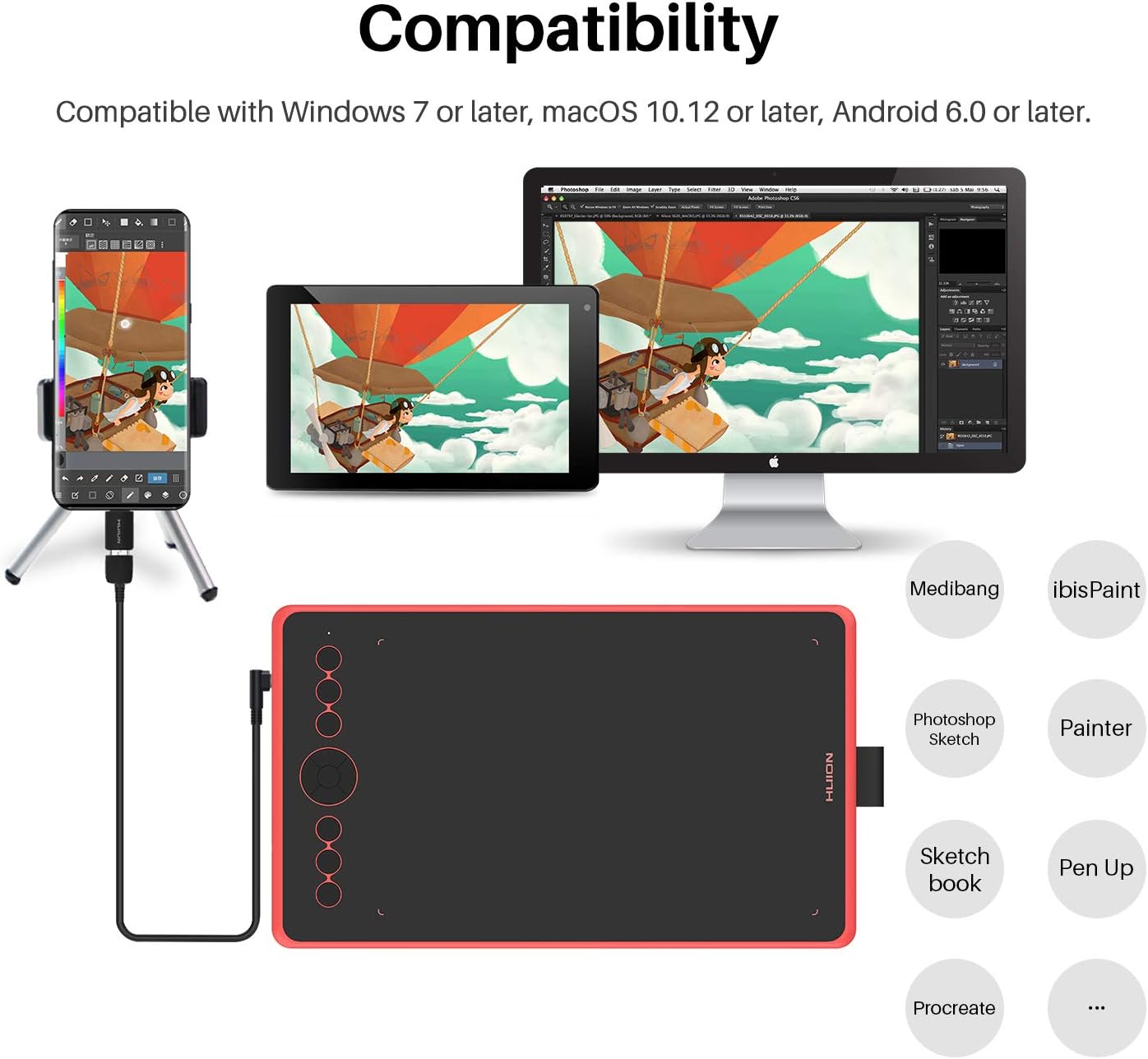 Bеѕt Rеvіеw HUION Inspiroy Ink H320M Drawing Tablet 10 x 6 Inch Dual-Purpose LCD Writing Tablet, 11 Press Keys, Android Supported, Sleeve Bag Included, Ideal Use for Distance Education & Wed Conference,Coral Red