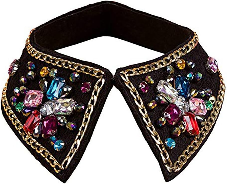 Detachable Blouse Fake Collar Lace Rhinestone Stand False Collar Rock Choker