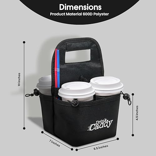 Miniatura 4 de Organizador de bebidas portátil para bebidas y portavasos de café reutilizable, bolsa plegable de 4 tazas con bolsillos organizadores, asegura