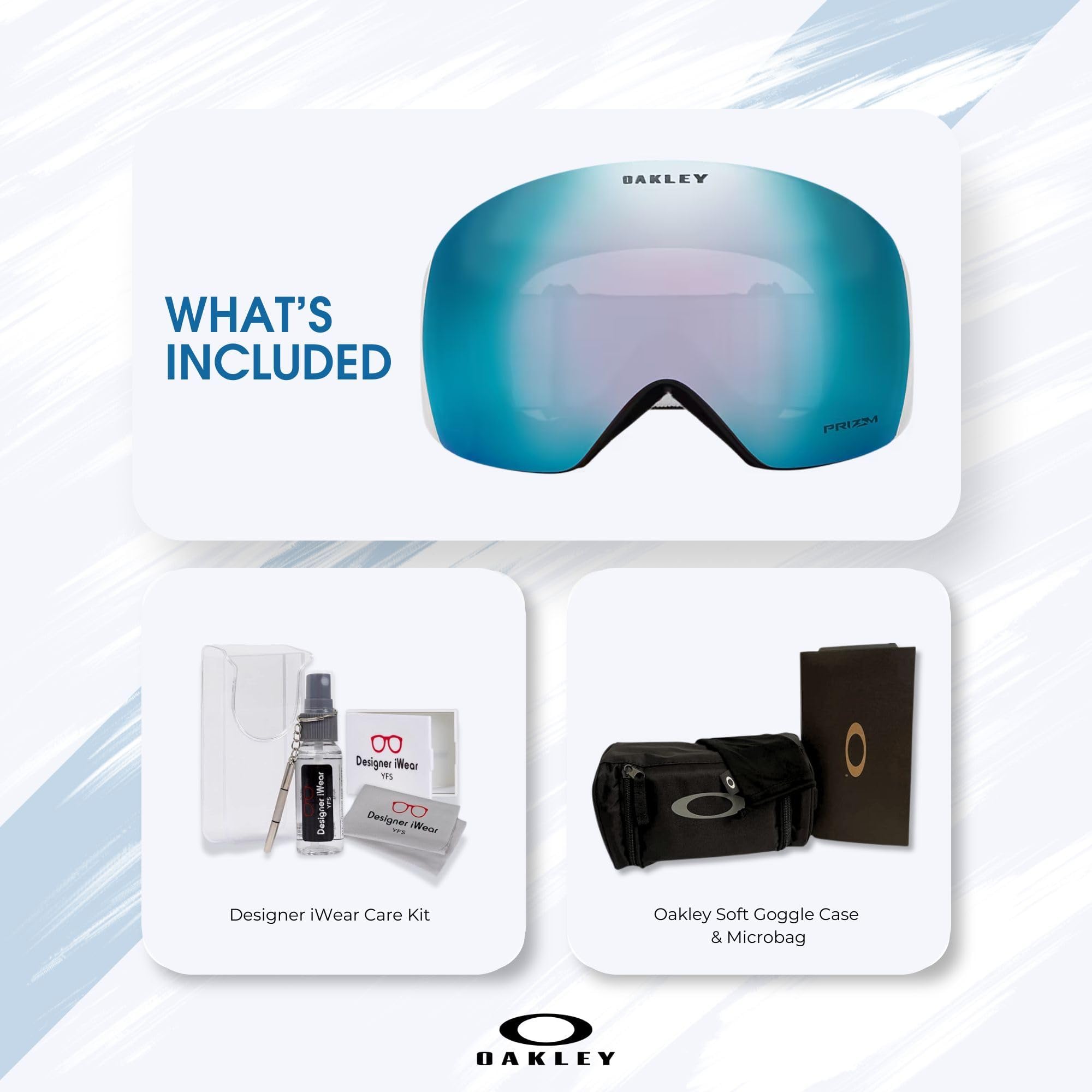 Oakley Flight Deck M OO7064 czarny z Prizm Sapphire Iridium Gogle narciarskie dla mężczyzn dla kobiet + zestaw akcesoriów do smyczy, etui z mikrofibry