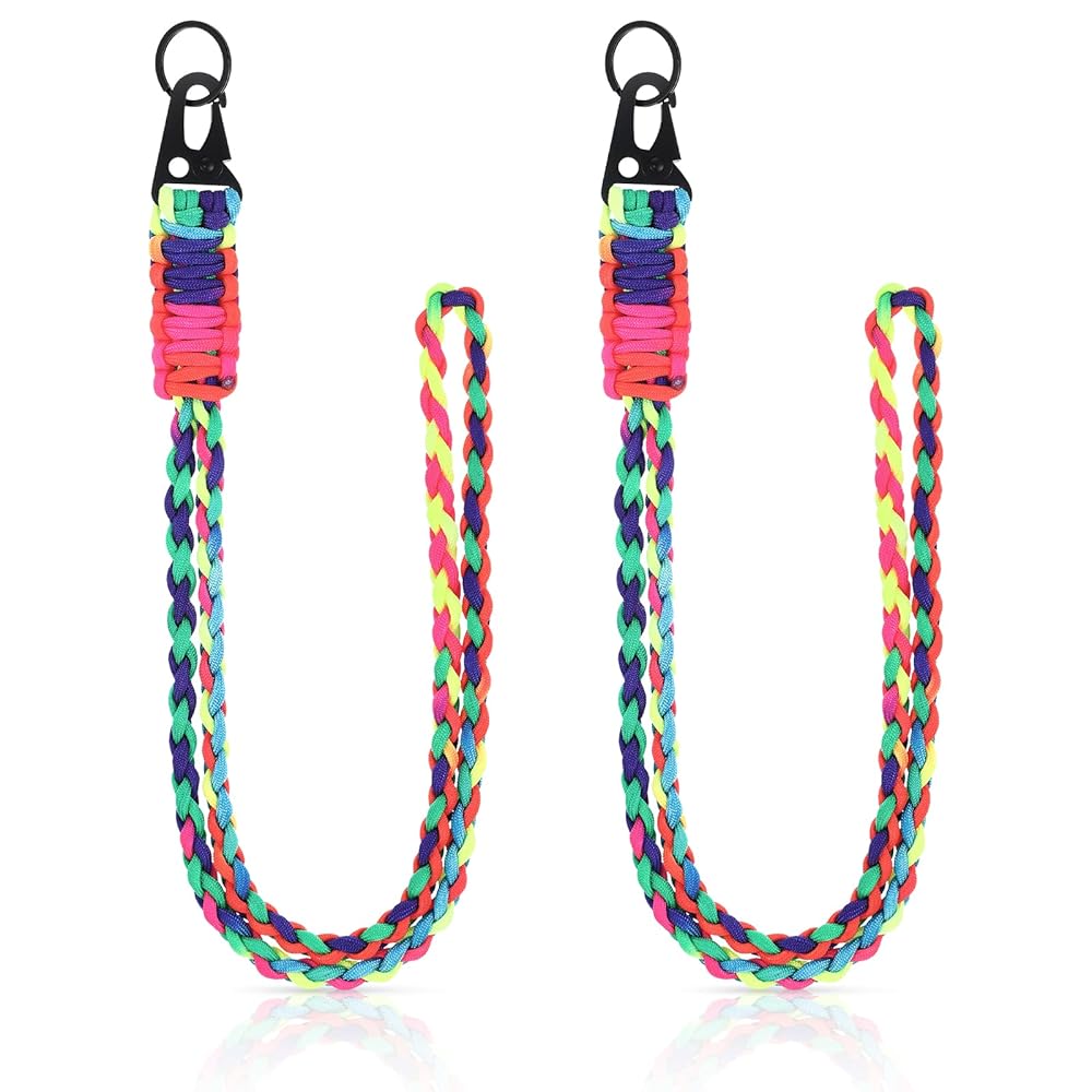 Frienda 2 Set Heavy Duty Paracord Lanyard Necklace Whistles Strap Braided 550 Keychain Lanyard for Outdoor Activities (Dark Camouflage)