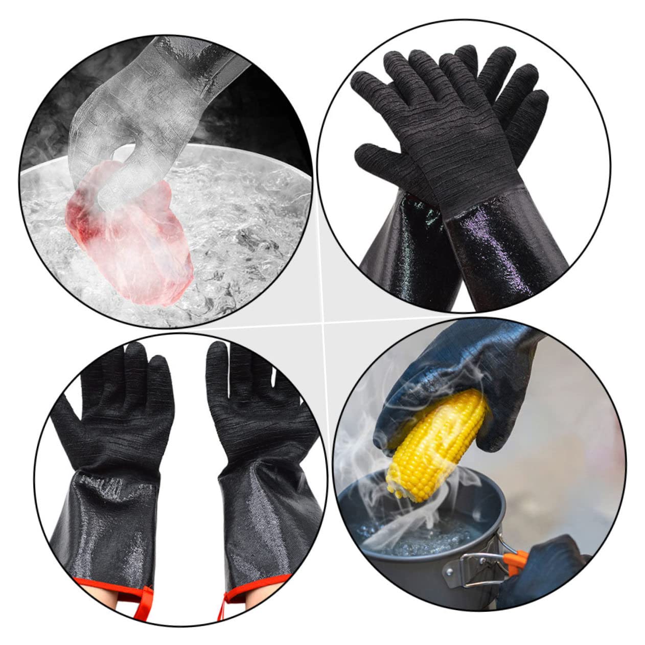 Guanti Bbq Resistenti al Calore in Neoprene Impermeabili Neri | 1 Paio, Isolamento Termico per Cucina e Ambienti Caldi, Protezione da Acqua, Adatti alla Griglia
