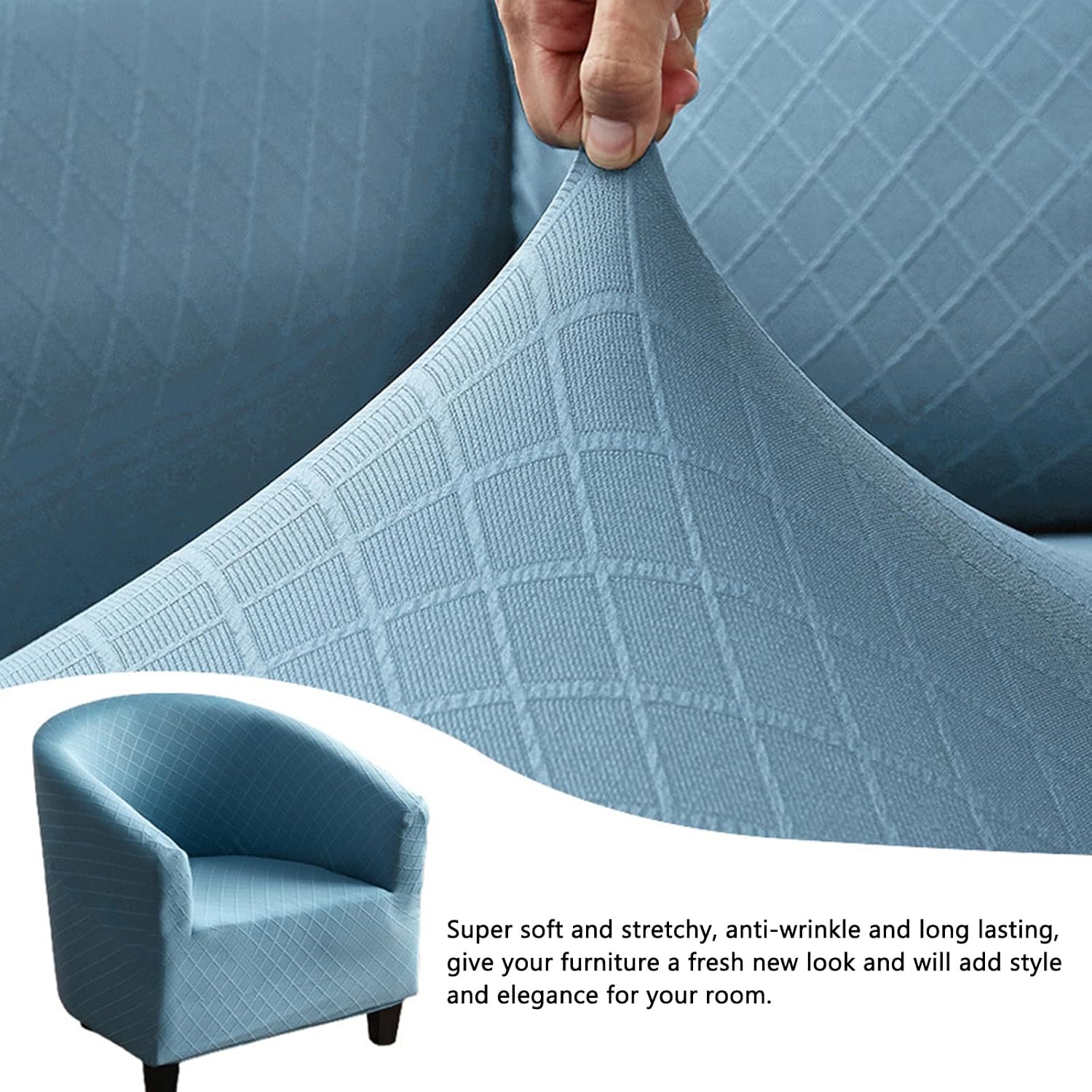 Stretch Tub Chair Slipcover Soft Armchair Sofa Cover Removable Furniture Protector Arm Chair Cover Armchair Cover for Living Room Bedroom-Dark Gray