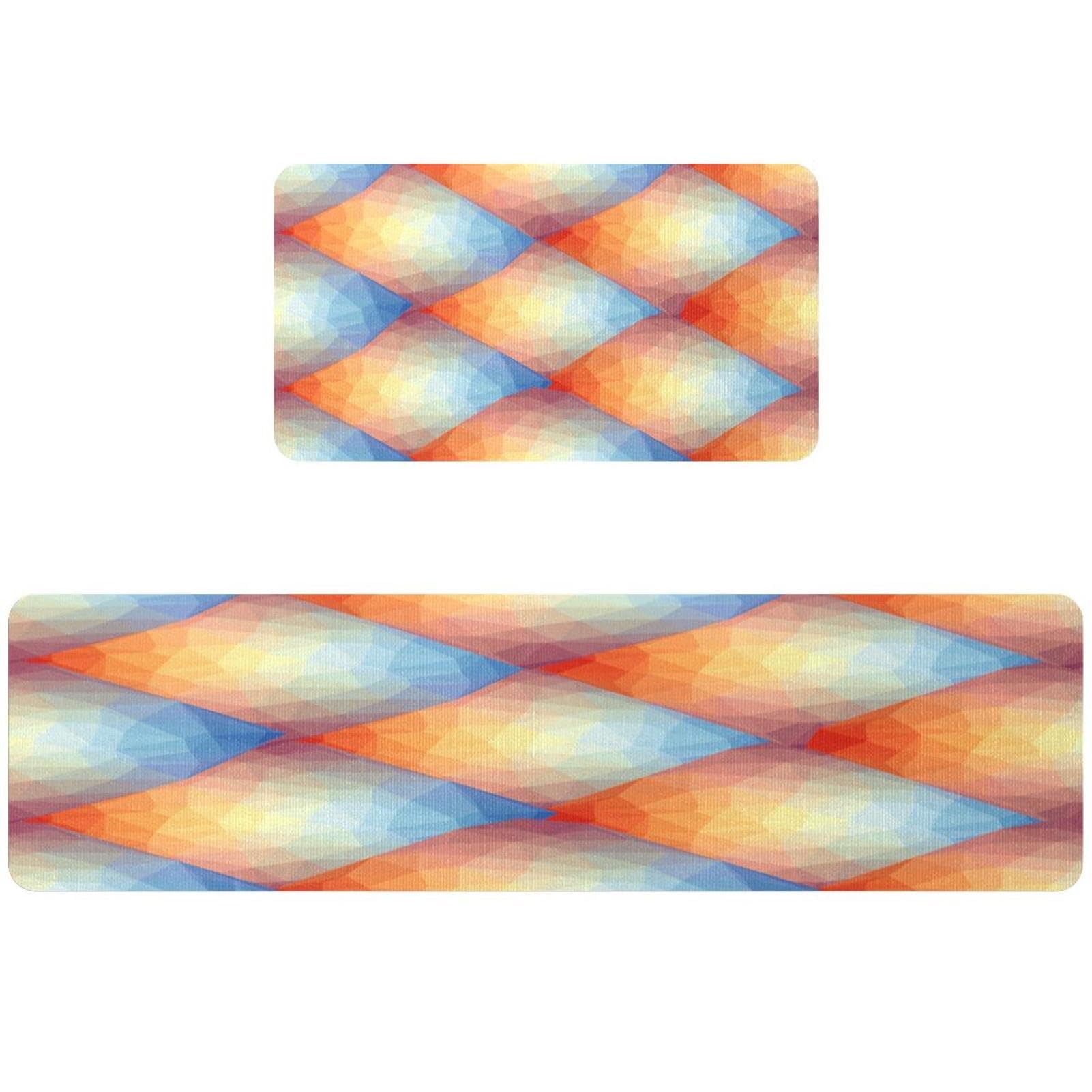 Tapis de cuisine antidérapant lot de 2 lavable motif géométrique absorbant