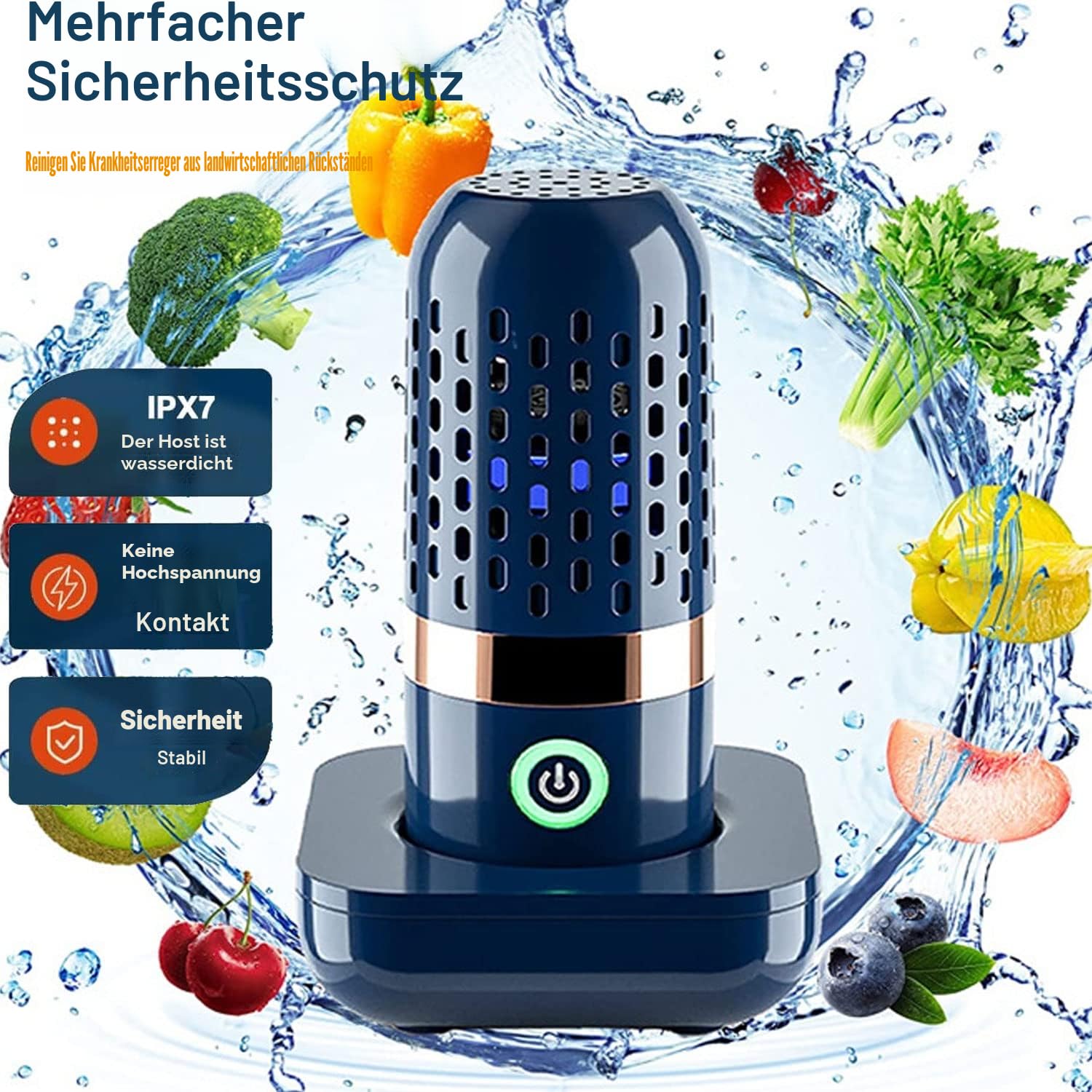 Anuan Waschmaschine für Obst und Gemüse, tragbarer drahtloser Lebensmittel-Reiniger, Desinfektionsmaschine für den Haushalt