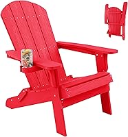 Vista 12 de YEFU Silla Adirondack, silla Adirondack de plástico de gran tamaño, sillas plegables para exteriores con soporte para tazas, silla de césped