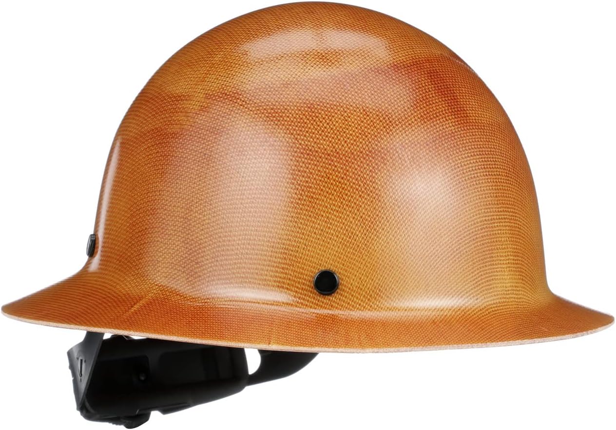 MSA Skullgard Full-Brim Hard Hat with Suspension - Non-Slotted Cap, Made of Phenolic Resin, Radiant Heat Loads up to 350F, Standard Size Hard Hat | Fas-Trac III Ratchet Suspension