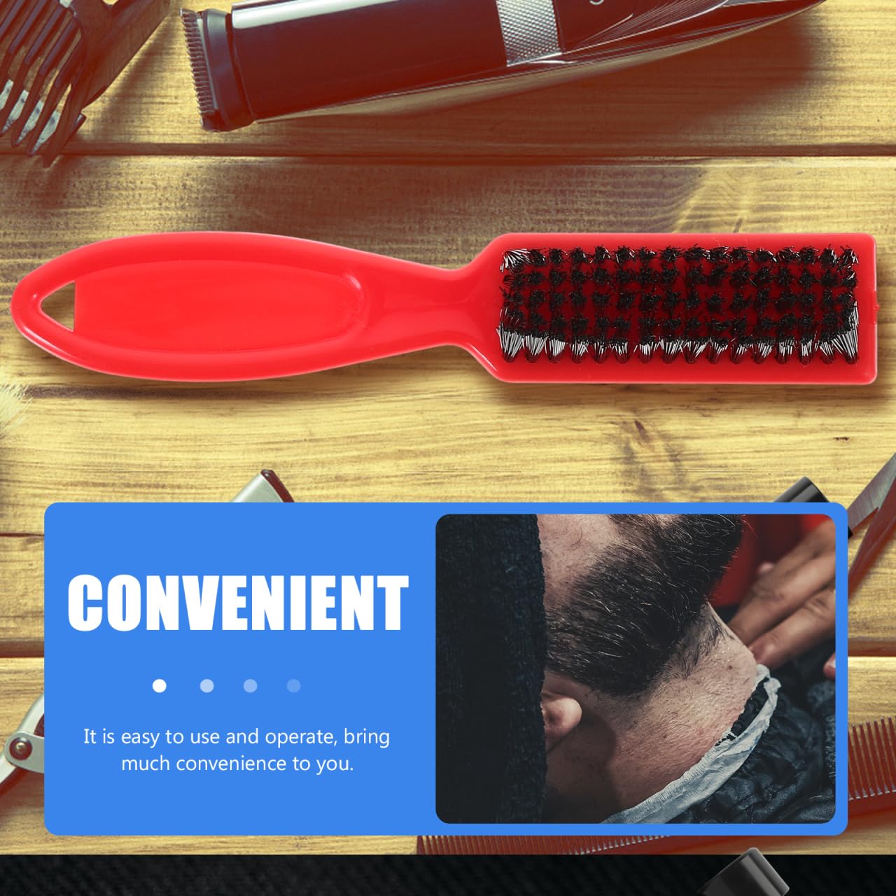 VICASKY Beard Brush with Handle for Men Durable Neck Duster Hair Brush for Barbershop and Home Use Comfortable Soft Bristle Grooming Tool for Beard Shaping and Hair Cleaning 5.5 Inch Size