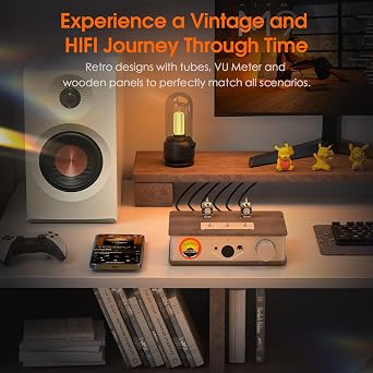 Douk Audio Tube Headphone Amp: for XLR, 4.4mm, 6.35mm HiFi Headphones, Stereo Preamplifier for Amplifiers, Speakers, Home Desktop Audio System, with VU Meter & German Valvo Vacuum Tubes (E2)