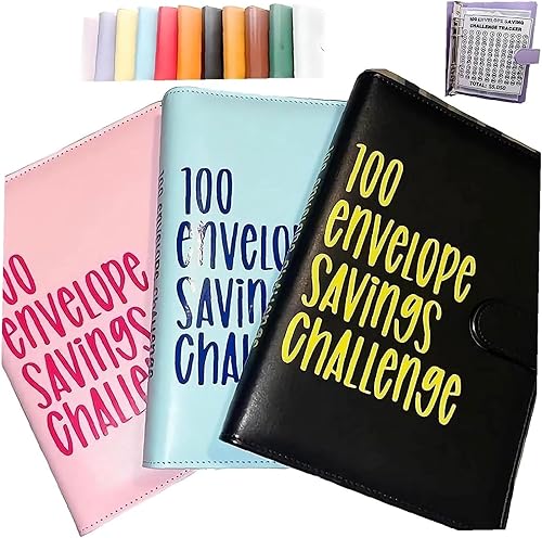 Miniatura 1 de Carpeta de desafíos de ahorro de dinero de 100 sobres, carpeta de ahorro de dinero para ahorrar $5,050, kit de libro de desafíos de ahorro con