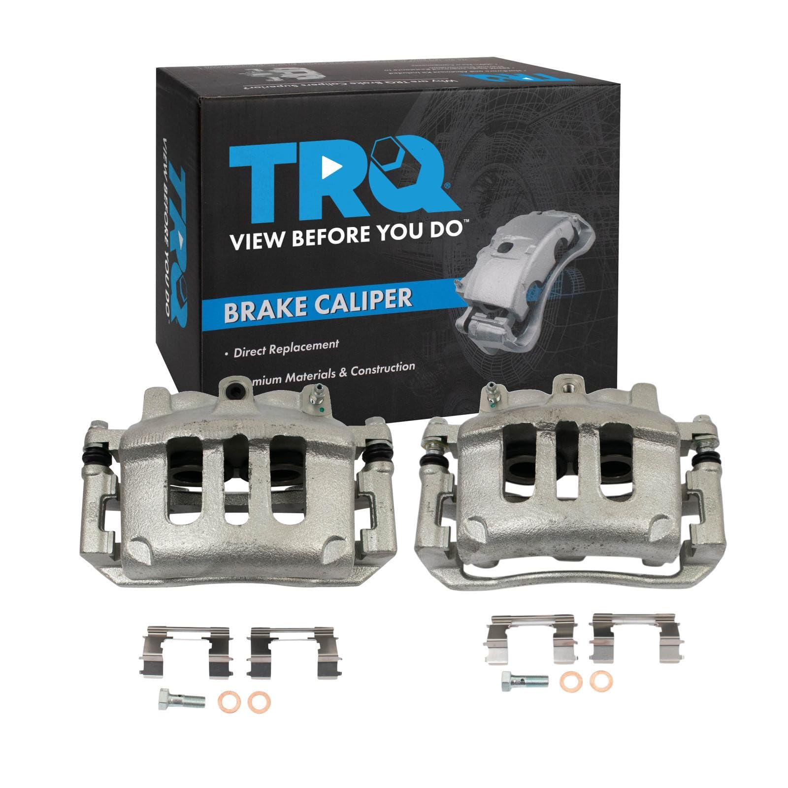 TRQ Front Driver and Passenger Side Brake Caliper Set Caliper Brackets