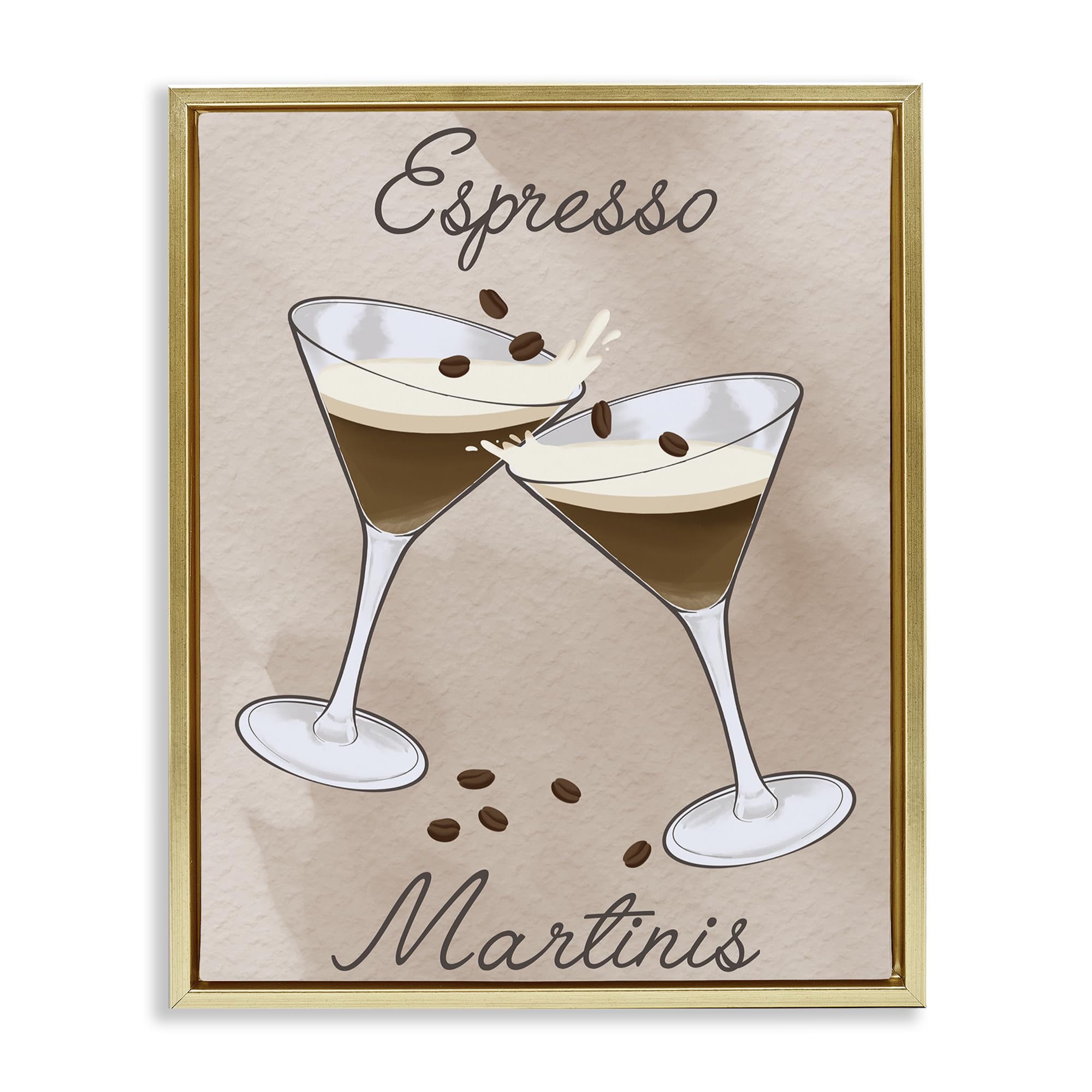 Stupell Industries Metallic Gold (Matte) 'Cheers Espresso Martinis'| Floating Frame Canvas Art