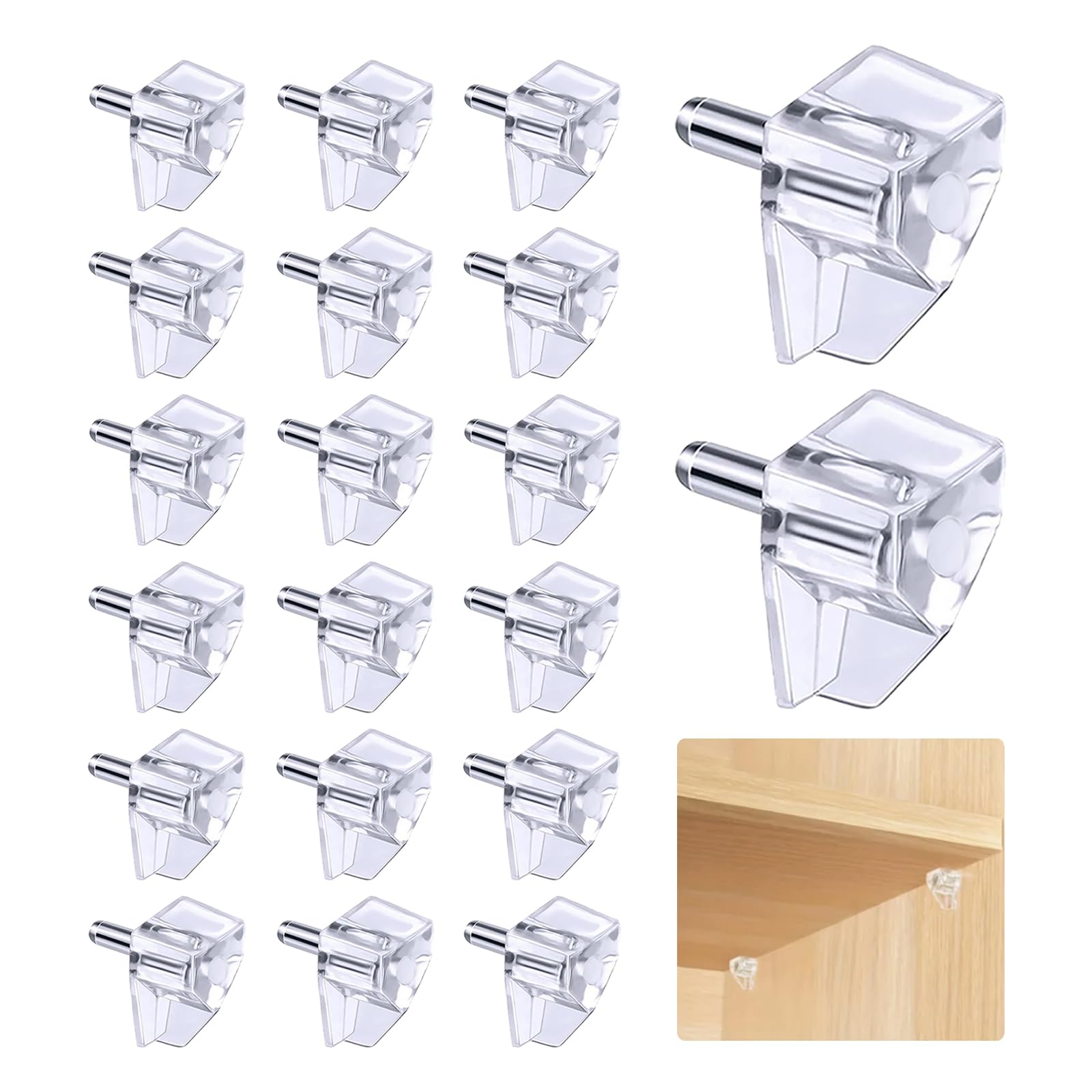 Bfqz No 20 Pcs 5Mm Shelf Support Nails, Shelf Support Peg, Support Shelf Pins, Durable Shelf Support, High Load Capacity Transparent Cupboard Shelf Pegs Easy Installation For Kitchen Shelves Cabinet Bookcase