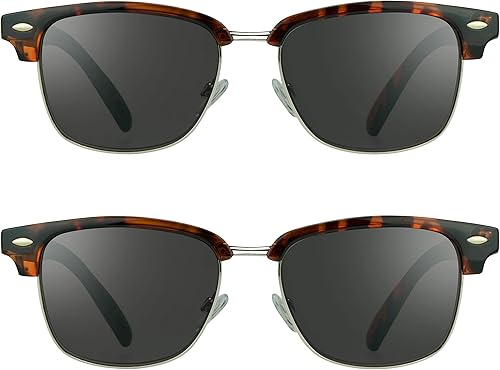 proSPORT Lector clásico de lentes de sol de lectura para hombres y mujeres, marco con borde de cuerno bifocal