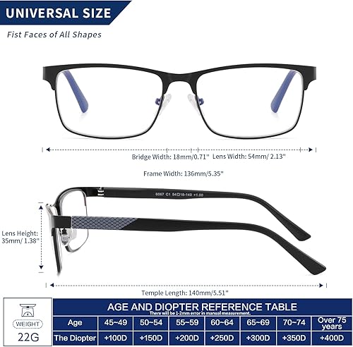 Miniatura 5 de Lentes de lectura progresivas bifocales sin línea, multifocales, con bloqueo de luz azul, para computadora, marco metálico para hombres