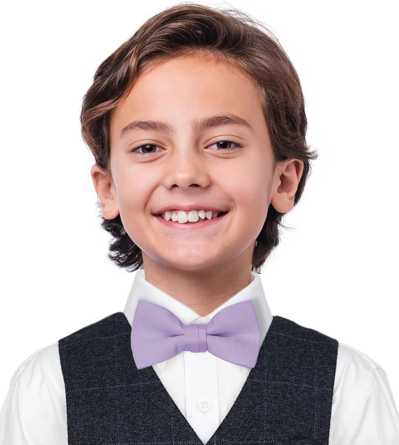 BELLUNO Solid Bow Tie Pre-Tied for Men and Boys, Cotton and Linen Blended Bowties - Image 2