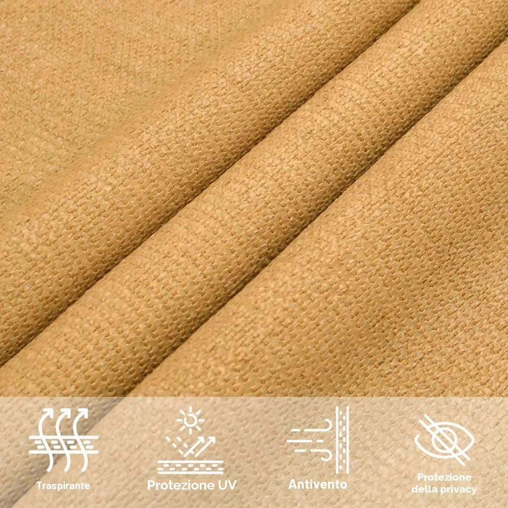 vidaXL Vela Parasole 160 g/m² Rettangolare Sabbia 5x6 m in HDPE, vela ombreggiante, ombra da patio, tettoia ombreggiante, vela da giardino, tettoia