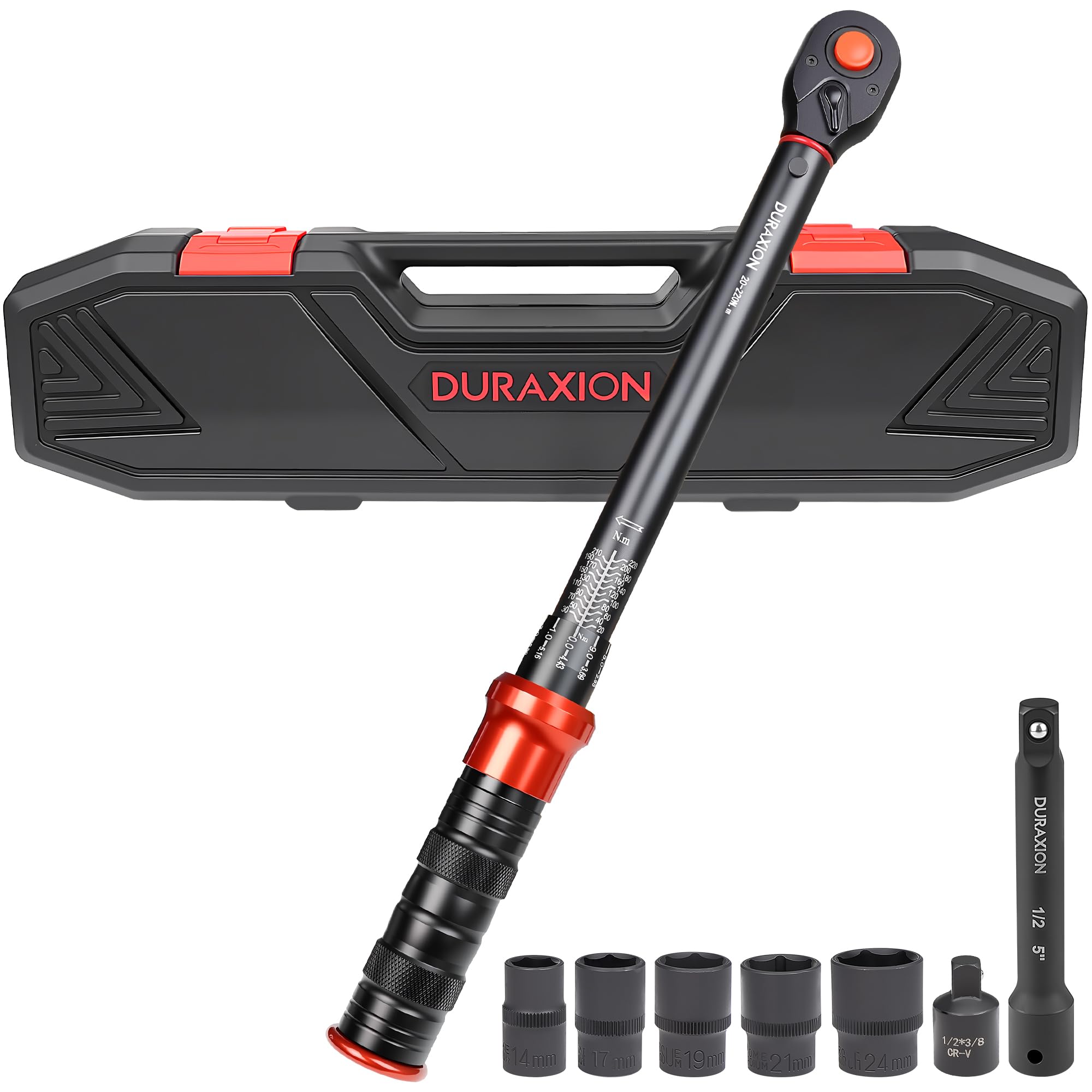 Amazon | DURAXION 1/2インチ トルクレンチ セット 8点組 レッド ト