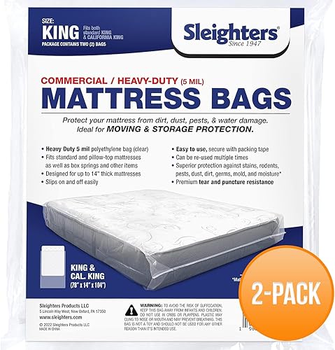 Miniatura 1 de Bolsas de colchón para mudanza y almacenamiento  Bolsas reutilizables resistentes de 0.197 in  Plástico extra grande para mudanza y embalaje