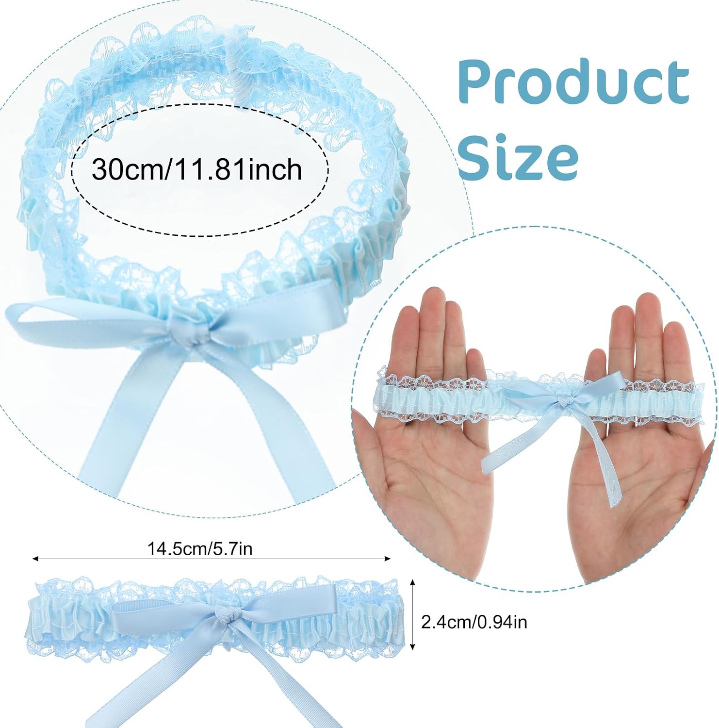 Nogeqi Blue Garters for Bride, Wedding Garter for Bride, Lace Bridal Garter Elastic Ribbons for Wedding Accessories Something Blue Gift for Women Girls