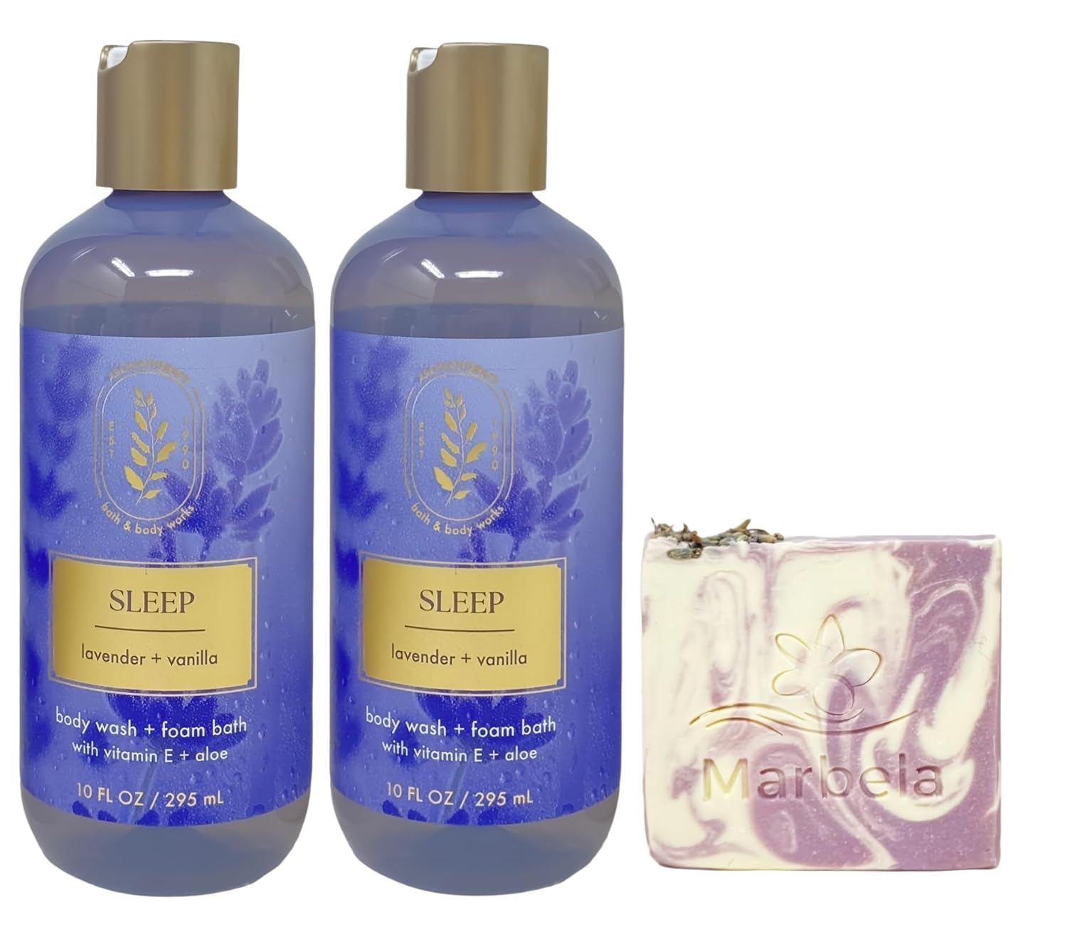 Bath & Body Works Aromatherapy Sleep Lavender + Vanilla 2 Body Wash & Foam Bath with a Lavender Dream Bar Soap