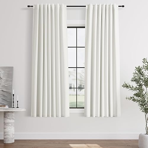 Miniatura 48 de Cortinas Blackout de 84 pulgadas de largo, juego de 2 paneles de lino natural para dormitorio, oscurecimiento de habitación, cortinas con