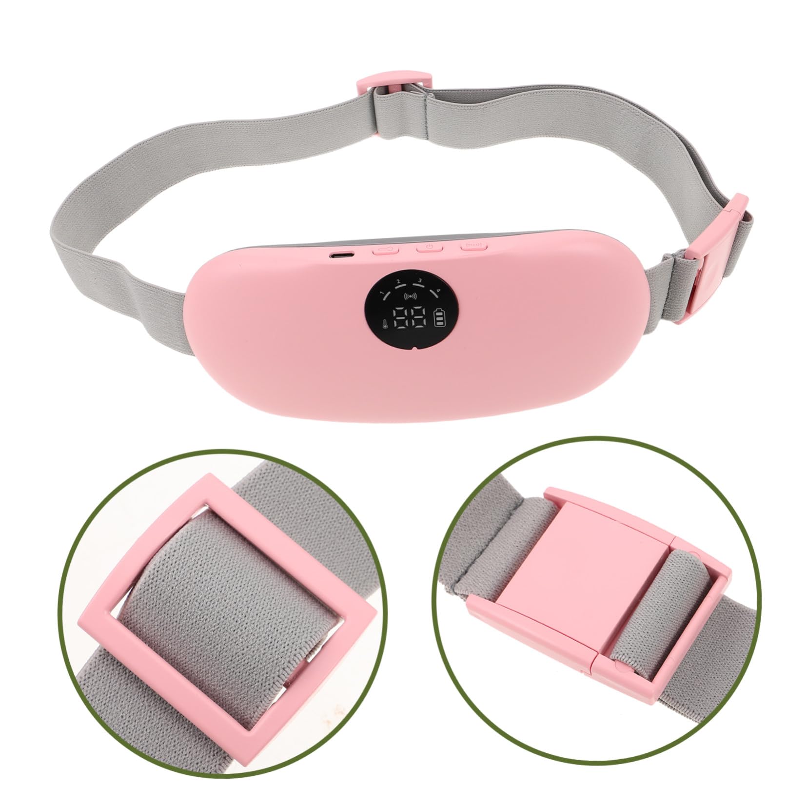 HANABASS Cinturón Calentador Menstrual Portátil con Masaje para Abdomen y Espalda, Diseño Delgado y Ligero, Silicona y Abs, 2000mah, Adecuado para Relajarse en Casa
